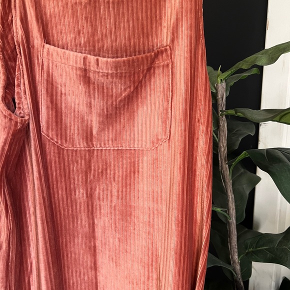 Nic & Jo Peach Apricot Velour Corduroy Jumper Overall Dress S - Picture 10 of 11